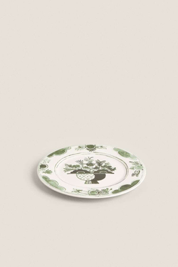 ZARA HOME КЕРАМИЧЕСКАЯ ПЛОСКАЯ ТАРЕЛКА С ФРУКТАМИ, ЗЕЛЕНЫЙ
