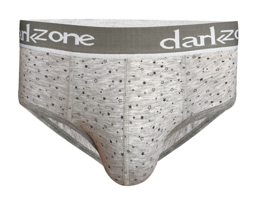 Серые хлопковые трусы-брифы с принтом в виде звёздочек (Размер: L) (Цвет: серый)