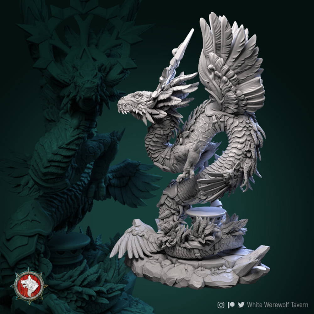 Коатль змей монстр миниатюра для dnd, днд, pathfinder, фентези, Настольная игра, НРИ, Варгейм, РПГ