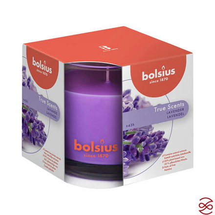 Свеча в стекле ароматическая Bolsius True scents 95/95 лаванда - время горения 43 часа