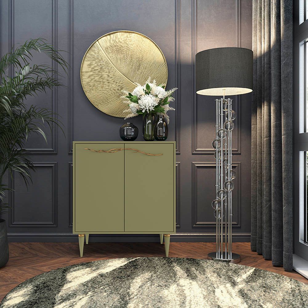 Комод Арт Колор matte Классик Голд с 2 полками Зеленая олива матовый