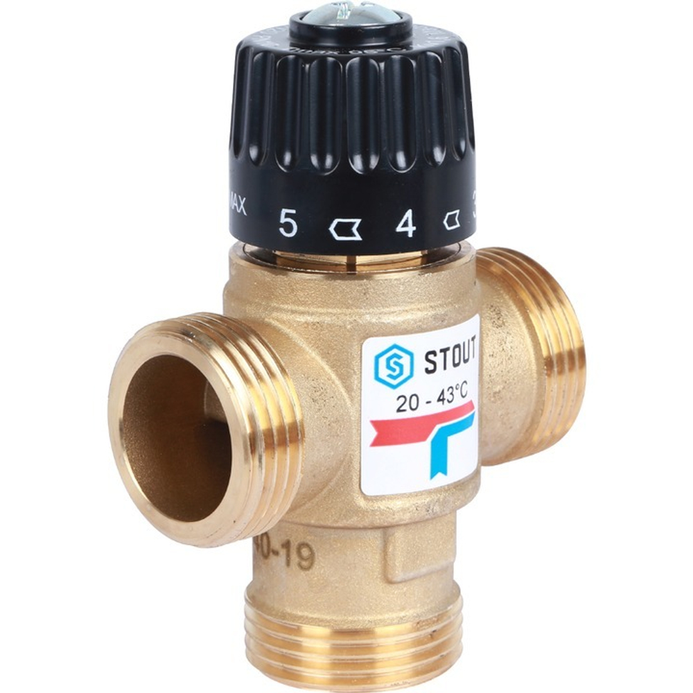 Термостатический клапан 3/4 НР 20-43* KV1.6 STOUT