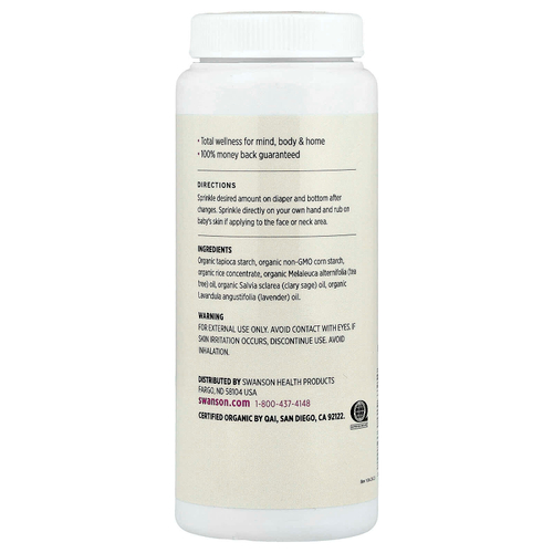 Swanson, Сертифицированная органическая детская присыпка, с лавандой, 71 г (2,5 унции)