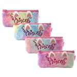 Пенал - косметичка Alingar, искуственный мех, молния, 90 х 217 мм, "Princess", радужный (кошачьи ушки)