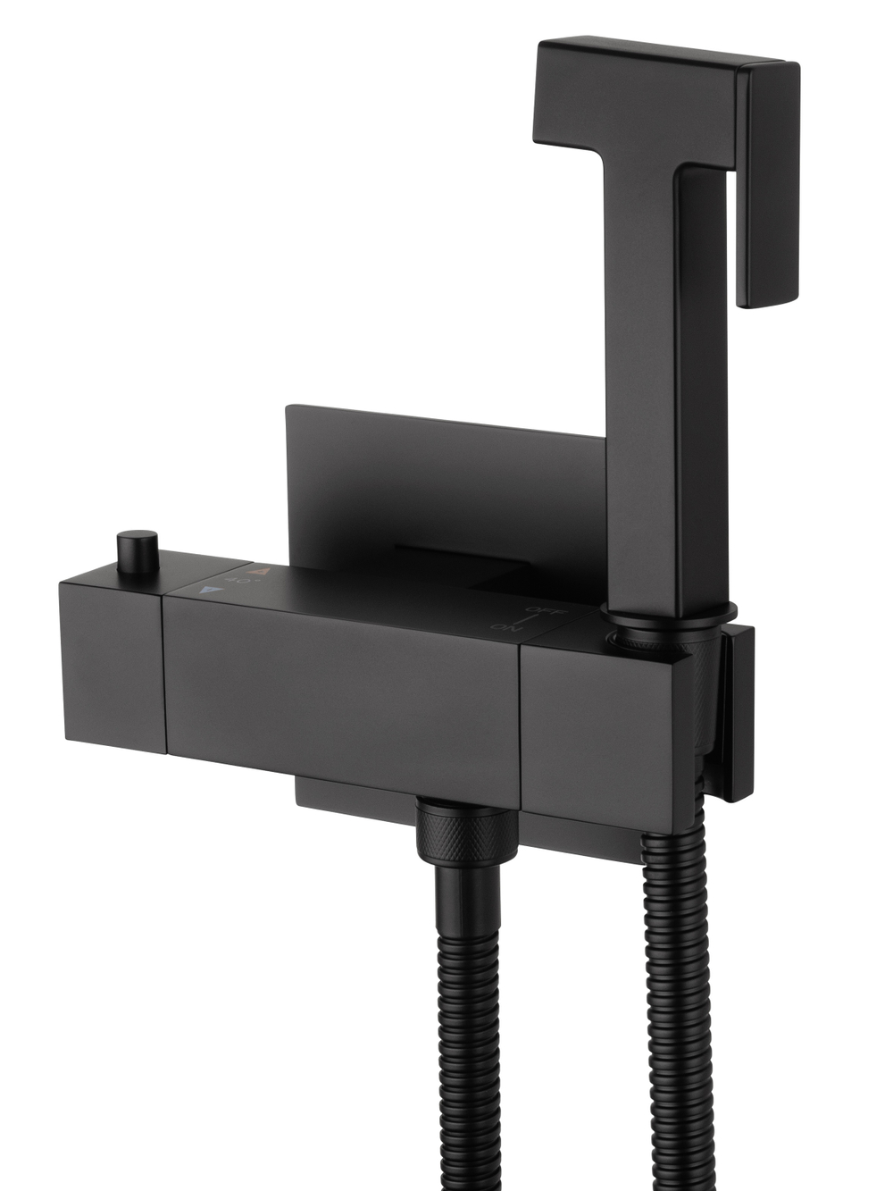 Смеситель с гигиеническим душем и термостатом встраиваемый WONZON & WOGHAND, Черный матовый (WW-88819903-MB)