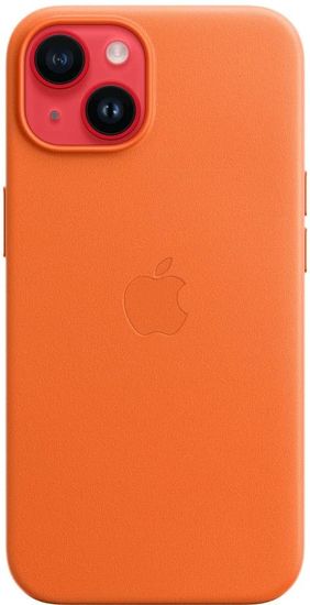 Чехол Apple MagSafe для iPhone 14 Plus, кожа, оранжевый
