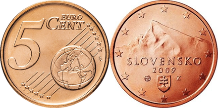 Словакия 5 евроцентов, 2009-2024 Кривань - Высокие Татры, набор 3 монеты XF