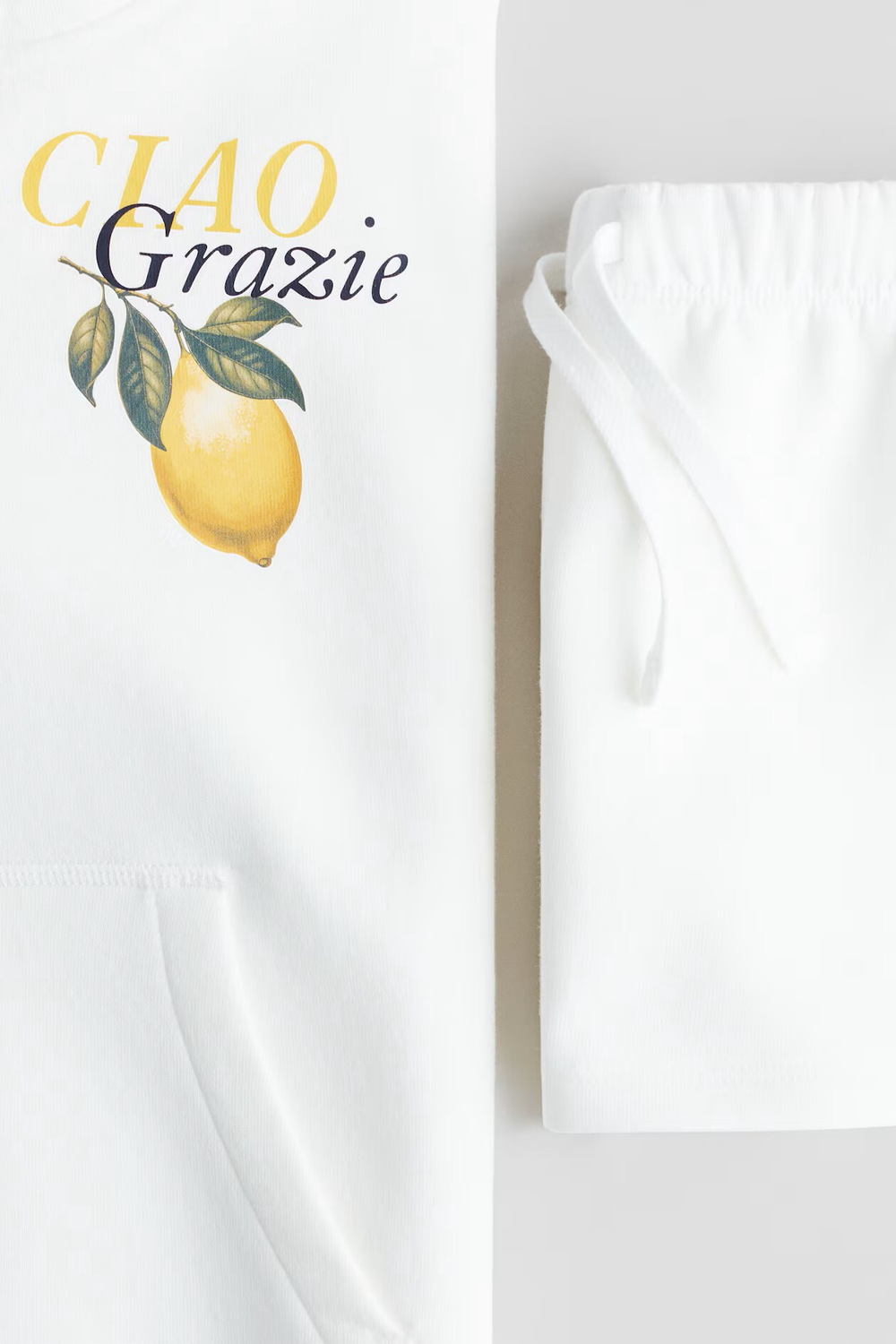 H&M Комплект из толстовки и шортов, белый