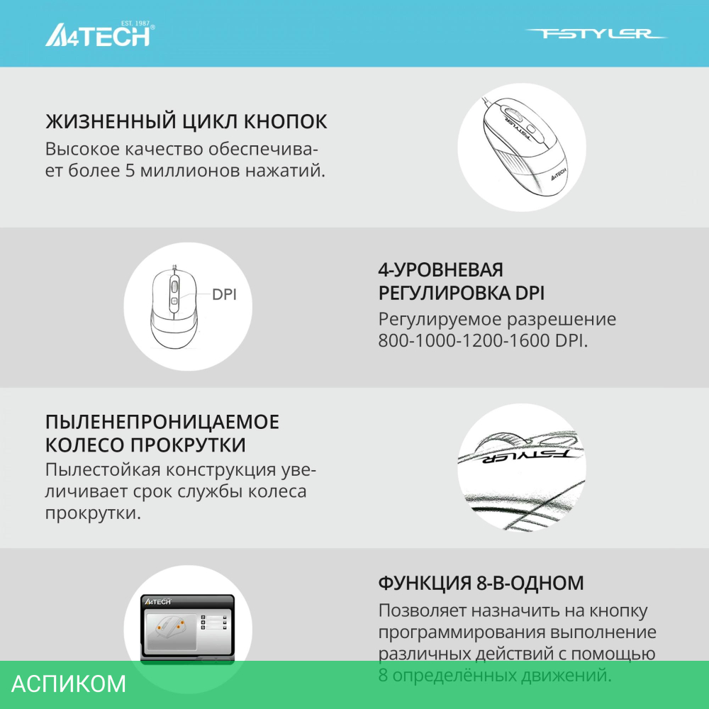 Мышь A4Tech Fstyler FM10 черный/оранжевый