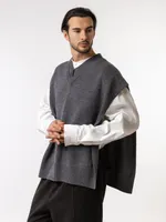 Пончо Dryg вязаное из мериноса серое