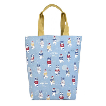 Сумка-шоппер с бульдогом Пауро на застежке-магнит, "AnimalMode", нежно-синяя, 24-7047-2, KUSUGURU