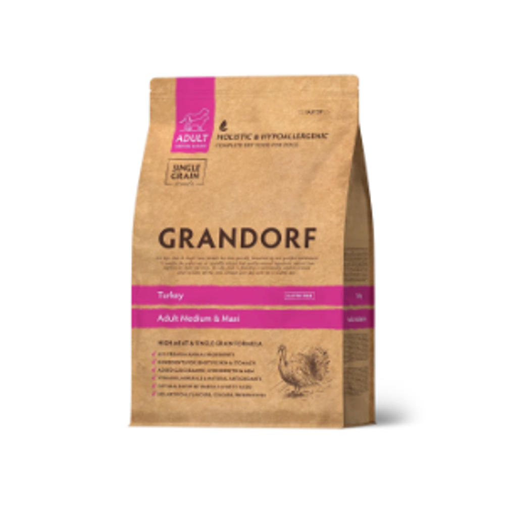 Сухой корм GRANDORF DOG Turkey MED&MAXI индейка для взрослых собак средних и крупных пород 1кг