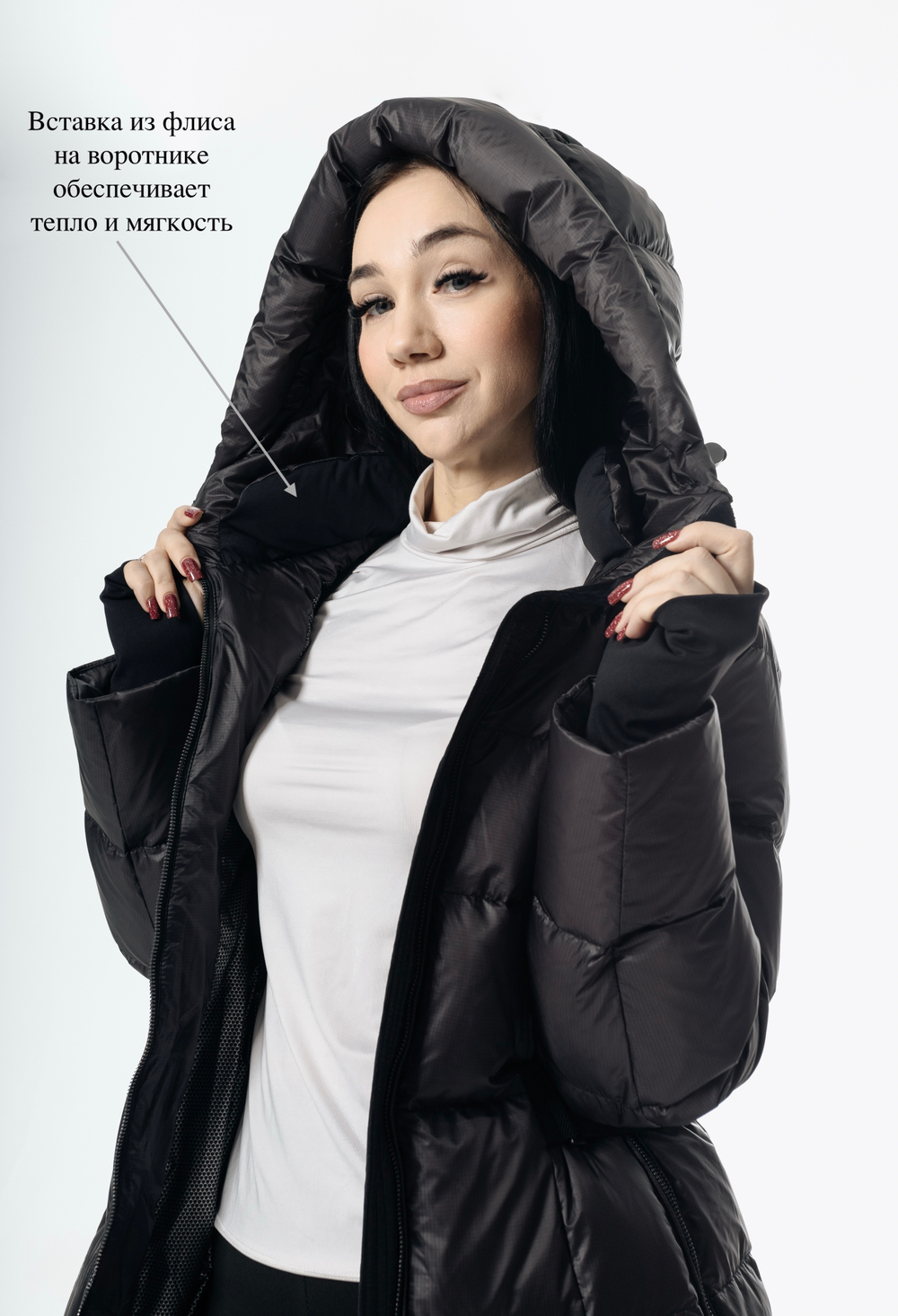 Женский пуховик с натуральным наполнителем - гусиный пух