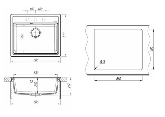 Кухонная мойка FLORENTINA ЛИПСИ 600 мокко