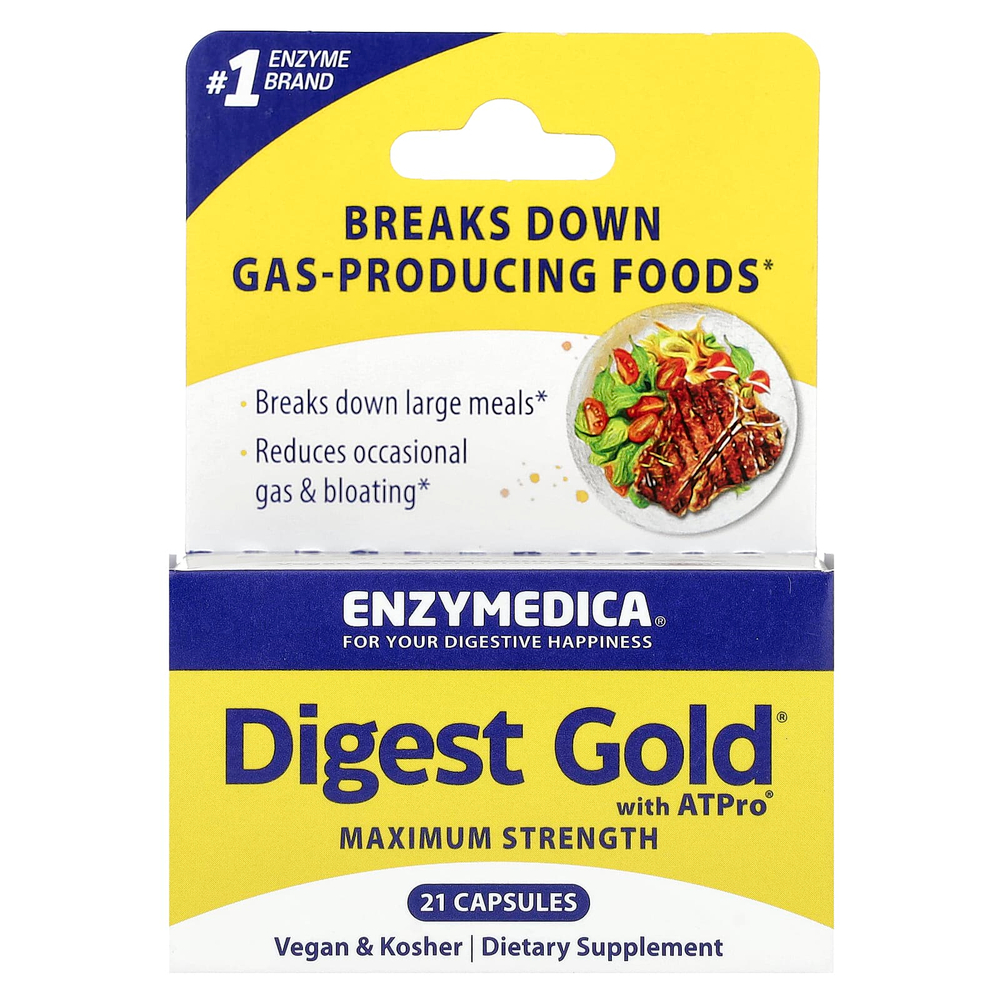 Enzymedica, Digest Gold® с ATPro®, максимальная сила действия, 21 капсула