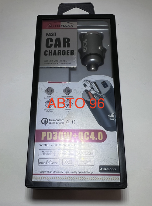 Автомобильное зарядное устройство AutoMaxx, PD30W+QC4.0, 100W (серый) (1 шт.) Оптом