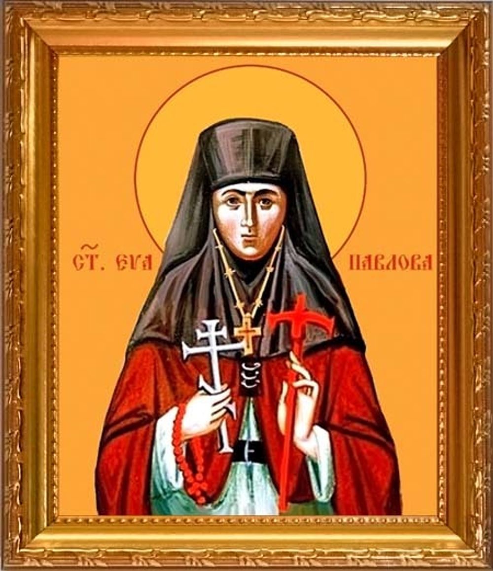 Ева Павлова игумения преподобномученица. Икона на холсте в раме.