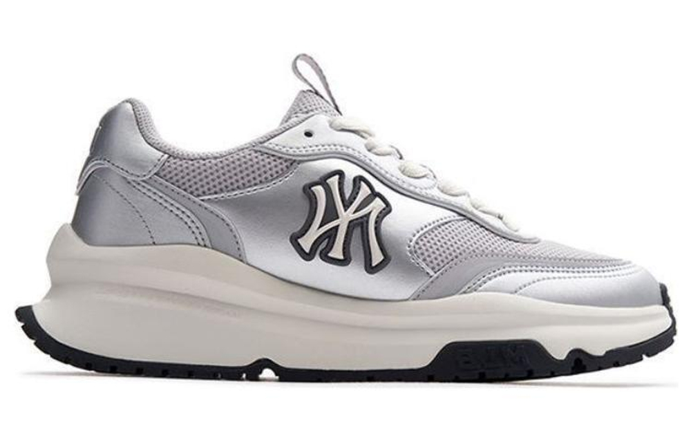 MLB Chunky Runner SHCRL comfortable and versatile retro thick-soled mesh wear-resistant breathable low-cut casual running shoes for men and women with the same silver