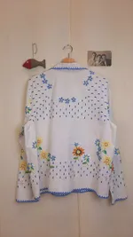 Рубашка Soeurs с Голубым Кантом/Blue Hem Long Sleeve белая