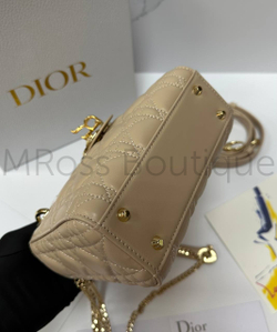 Женская сумка Lady Dior My ABC квадратная бежевого цвета