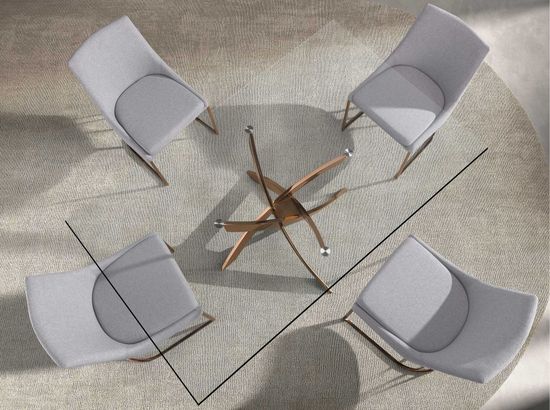 Прямоугольный обеденный стол 1169 из стекла и стали цвета розового золота 180x95