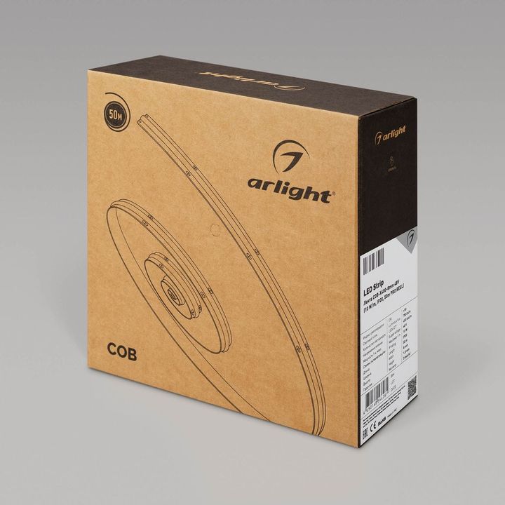 Светодиодная лента Arlight 10W/m 480LED/m CSP теплый белый 50М COB-X480-8mm 48V Warm3000 043260