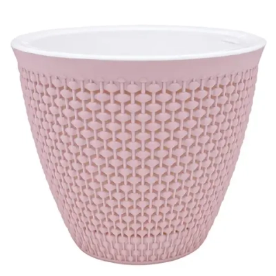 Кашпо для цветов пластиковое 3л d-19 см «Ротанг» Бежево-розовый