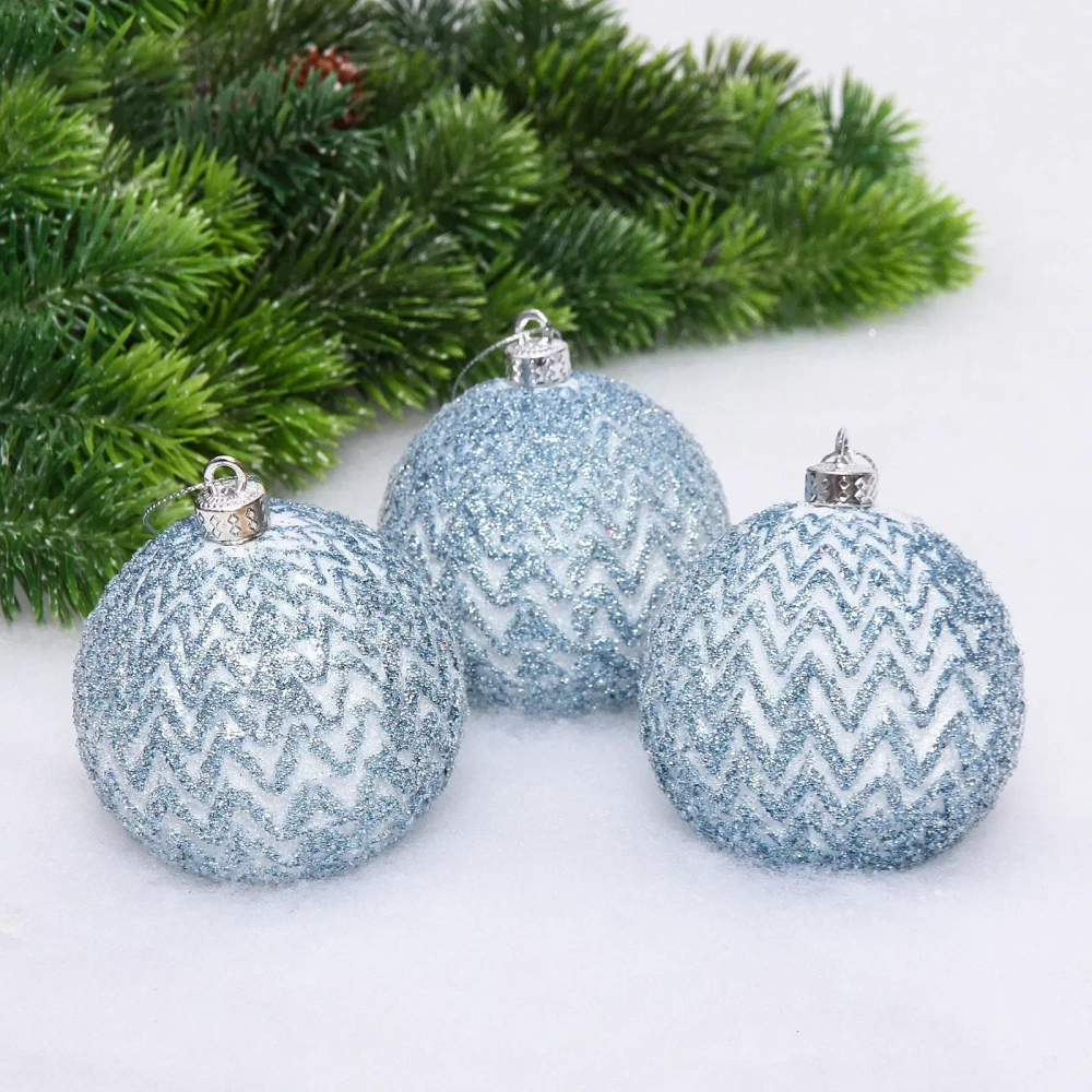 Новогодние шары VERSAILLES «Антарес» 8 см (набор 3 шт), Голубой