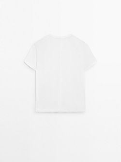 Massimo Dutti Футболка с коротким рукавом из 100% хлопка, белый