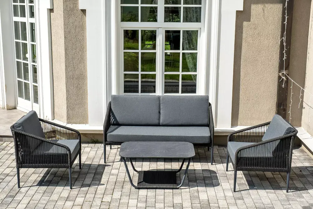 "Канны" лаунж-зона 4-местная плетеная из роупа (веревки), цвет темно-серый