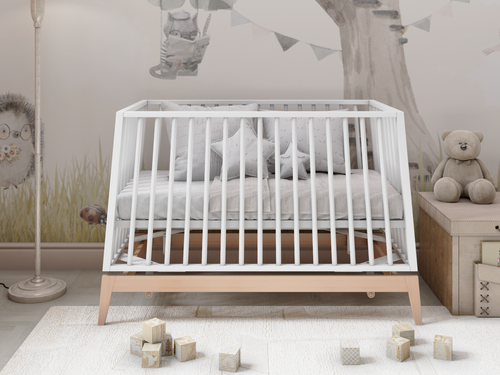 Кроватка детская ЛУНА INCANTO, маятник универсальный, цвет белый/бук