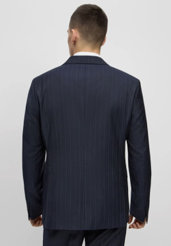 Мужской костюм тройка в полоску (темно-синий) А53