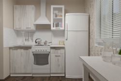 Кухонный гарнитур Алина мини 1000 мм, каркас ЛДСП, фасад ЛДСП; Стекло, Белый/Пайн белый