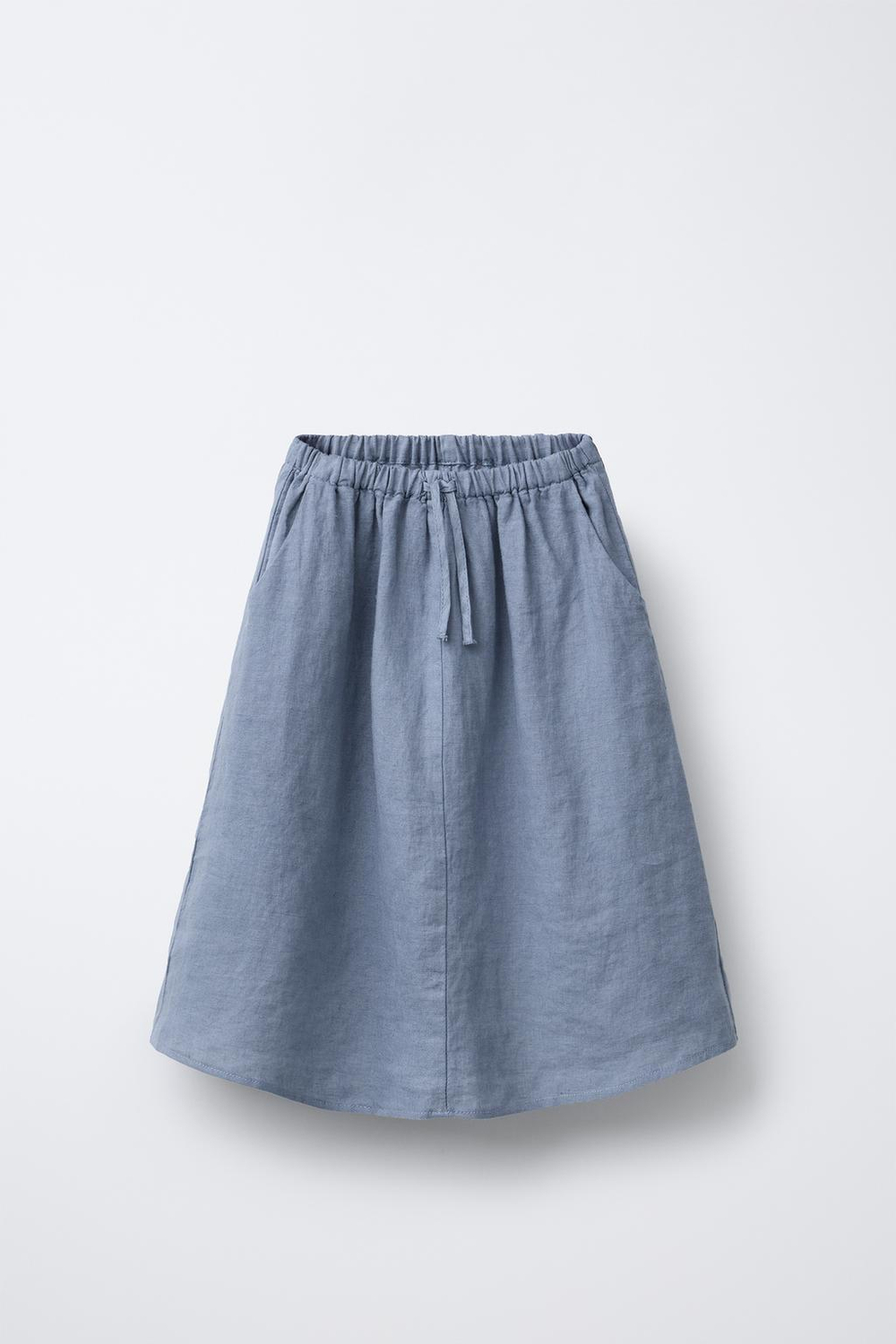 ZARA ЮБКА МИДИ ИЗ 100% ЛЬНА, СИНИЙ