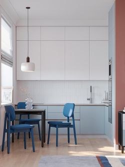 Стул с обивкой Saga, рогожка, синий