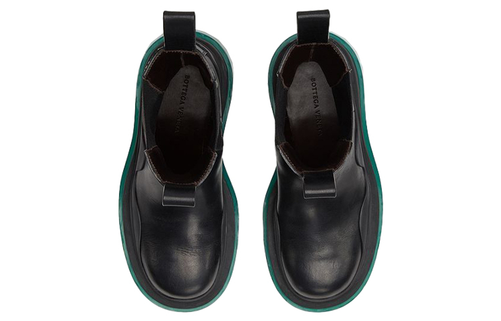 Bottega Veneta Tire Chelsea Top Grain Cow Leather Chelsea Boots Men"s Black Green
