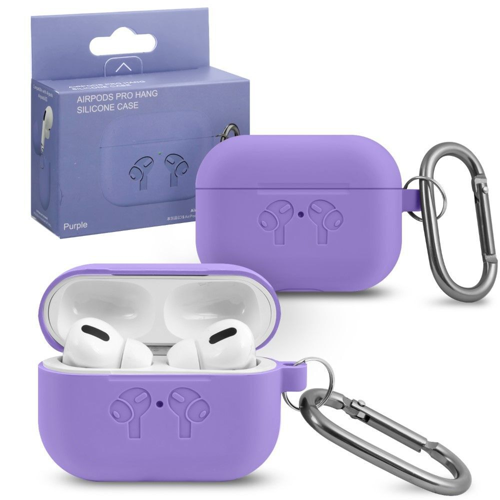 Чехол для AirPods Pro Hang Silicone HF (Purple) с карабином
