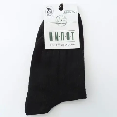 Носки мужские тёплые ПИЛОТ, чёрный, р. 27