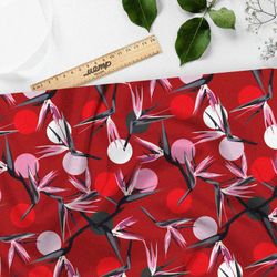 Ткань бифлекс японские цветочные мотивы