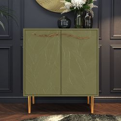 Комод Арт Колор leaves Стайл Голд с 2 полками Зеленая олива