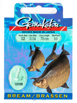 Крючки с поводком Gamakatsu Booklet BREAM 1310N разм. 12-0.14мм 70см 10шт.