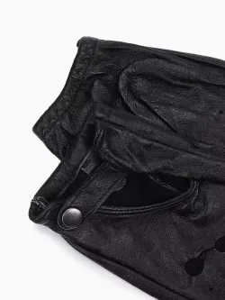 Перчатки без пальцев короткие кожаные