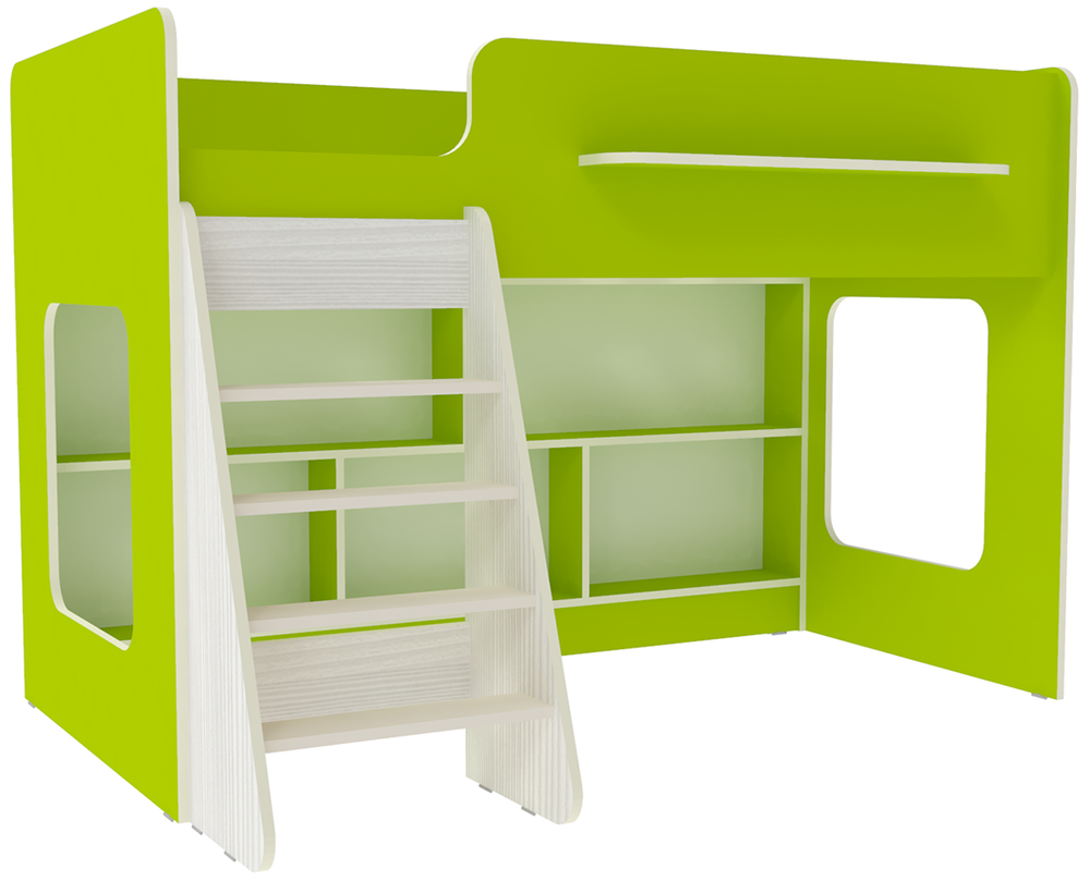 Кровать-чердак КарИВи Л-22.1  Белое Дерево Лайм