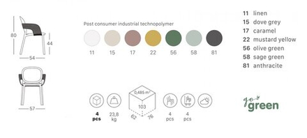 Кресло пластиковое Scab Design Hug Go Green, зеленый шалфей