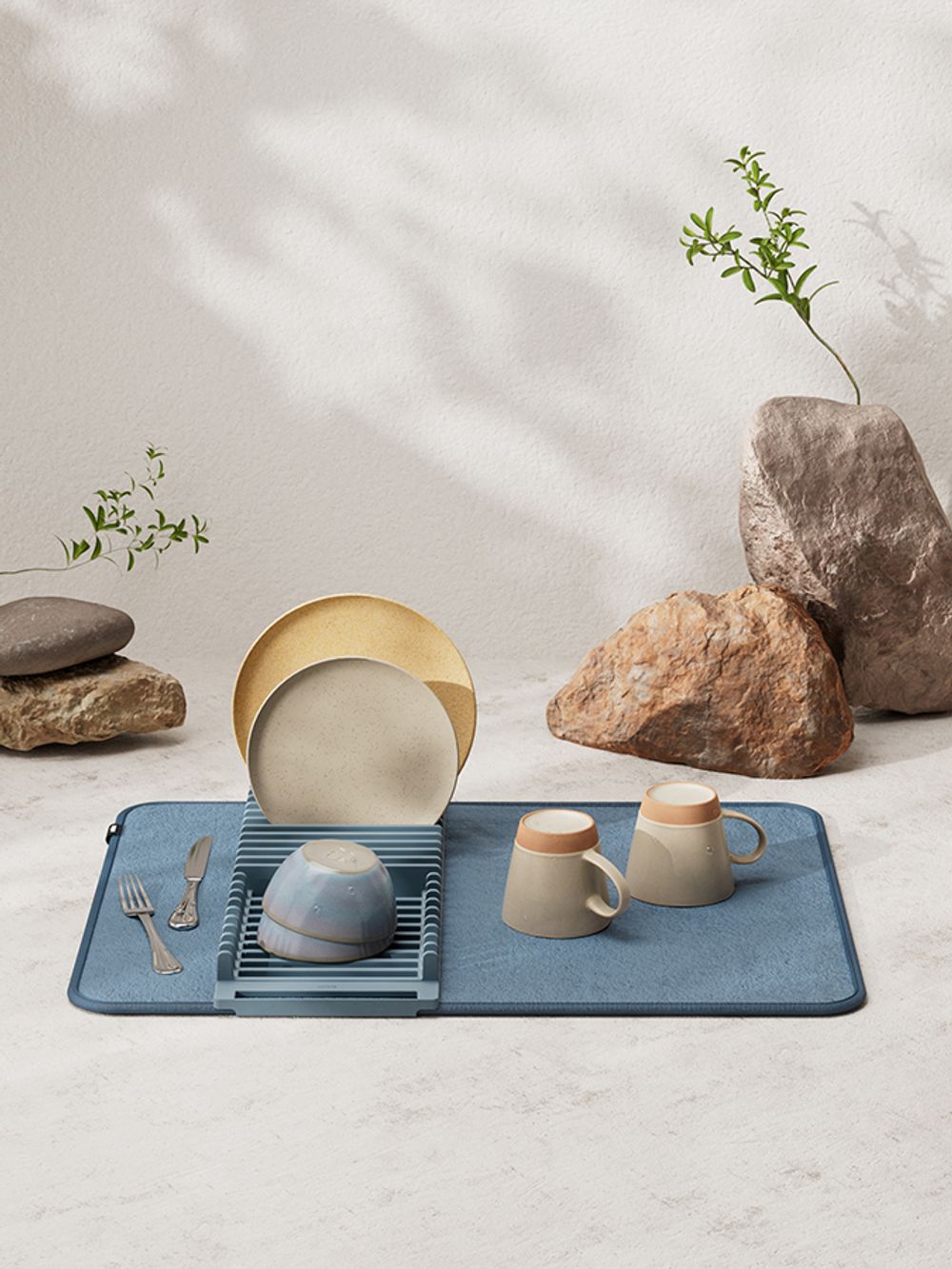 Коврик для сушки посуды Udry, 46х61 см, синий