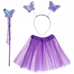 Карнавальный костюм «Звездное небо» (юбка, ободок, волшебная палочка), Сиреневый
