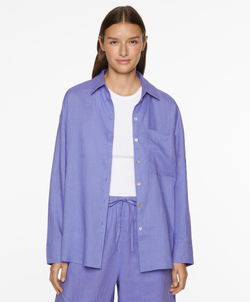 Oysho Льняная рубашка, лавандовый