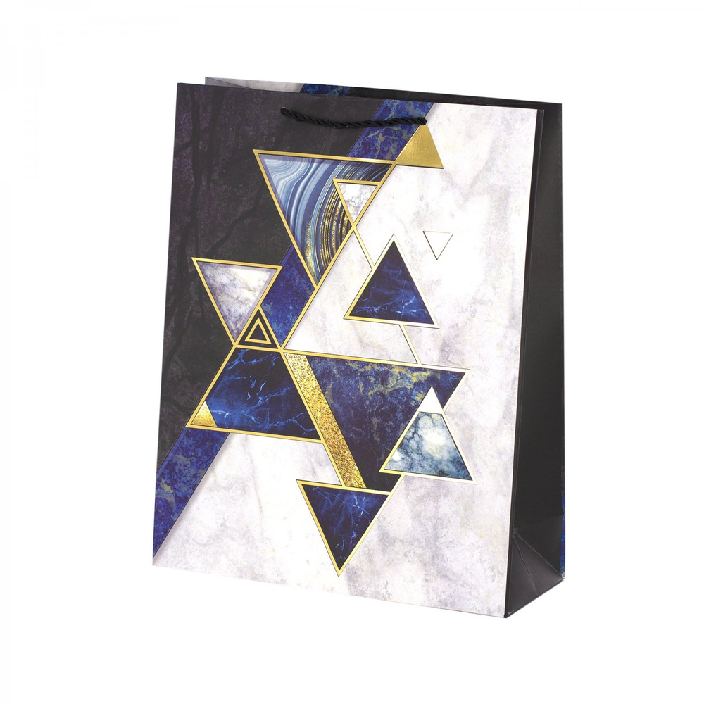 Пакет подарочный бумажный Alingar, (L+) 26х32х10 см, вертикальный, "Геометрия", матов. ламинация, тиснение, ассорти