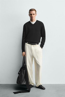 ZARA СВИТЕР ИЗ 100% ШЕРСТИ, ЧЕРНЫЙ