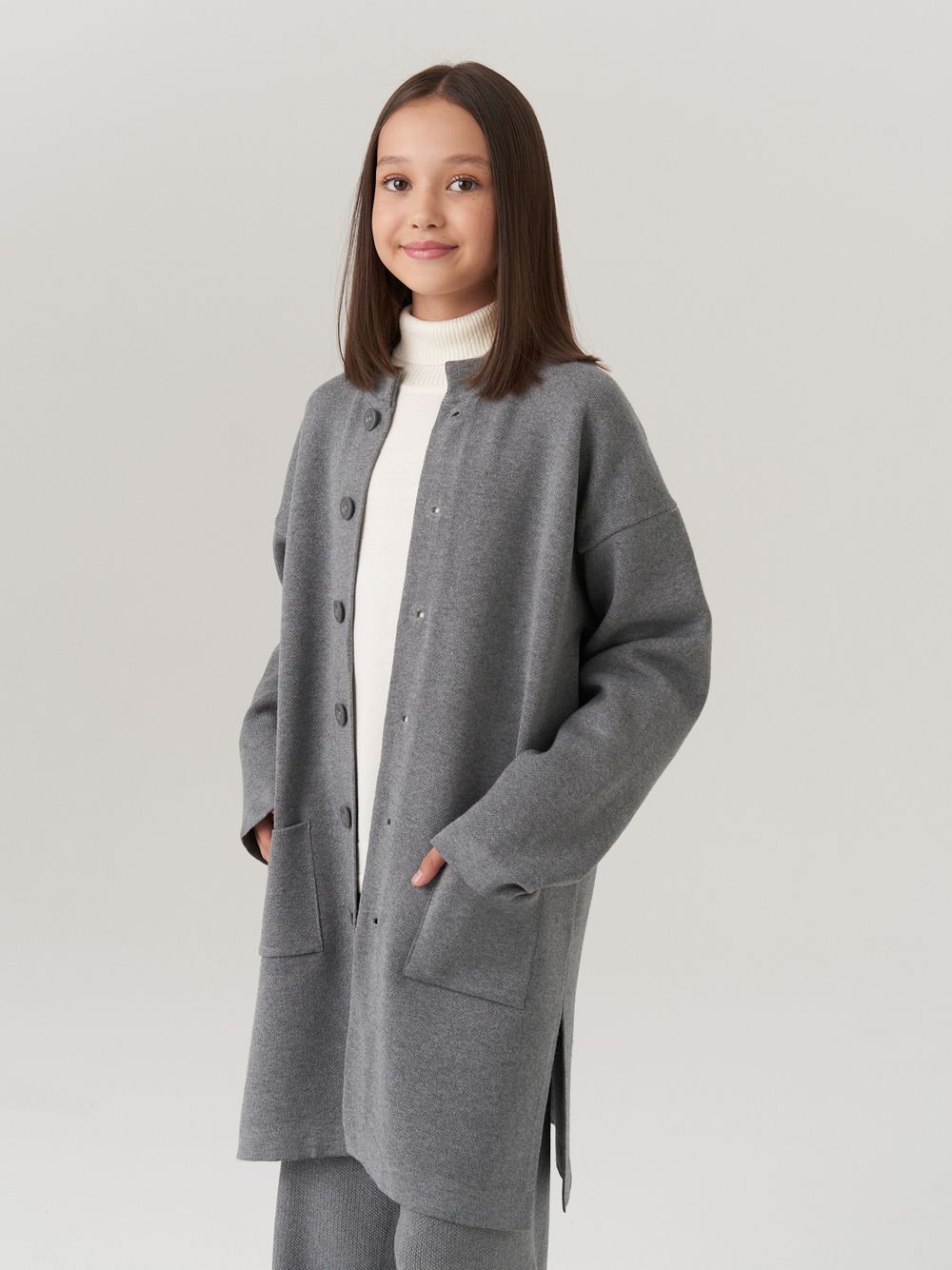 Кардиган для девочки в школу AT990 серый